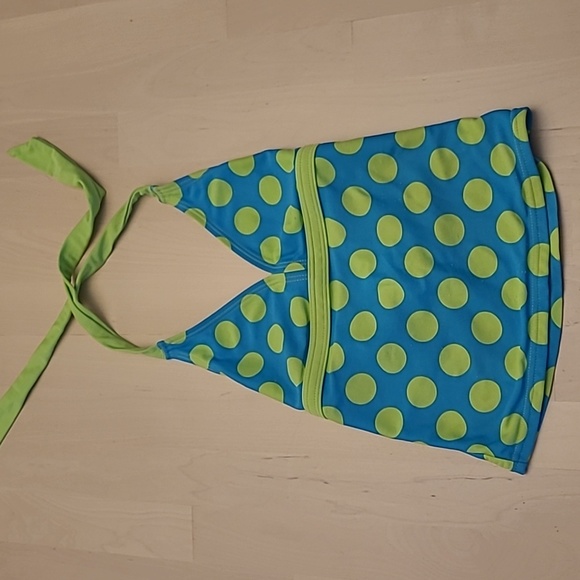 GENTLY WORN Circo Tankini Green and Blue Girls Halter Top Bathing Suit - Picture 3 of 14